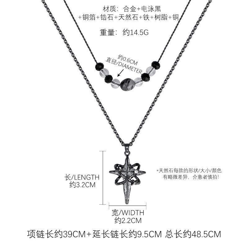 Double layer stacked wearing dark wind original design collarbone chain women s black versatile retro star necklace