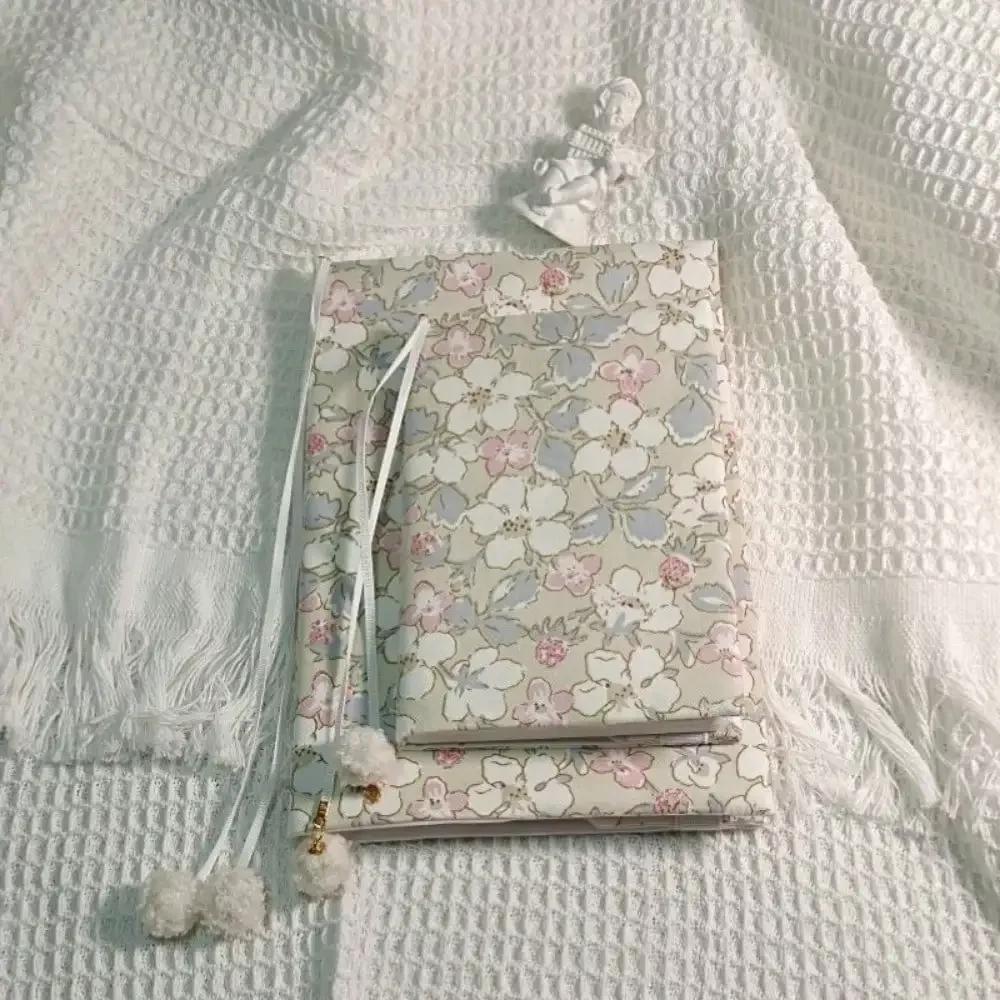 Fromthenon A5 A6 Fabric Gardenia Notebook Cover Planner Case Cover Protective Journal Cover Protector Office Stationery Supplies