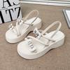 Summer bow platform fashion sandals women's 2025 new summer wear super fire skirt Roman sandals