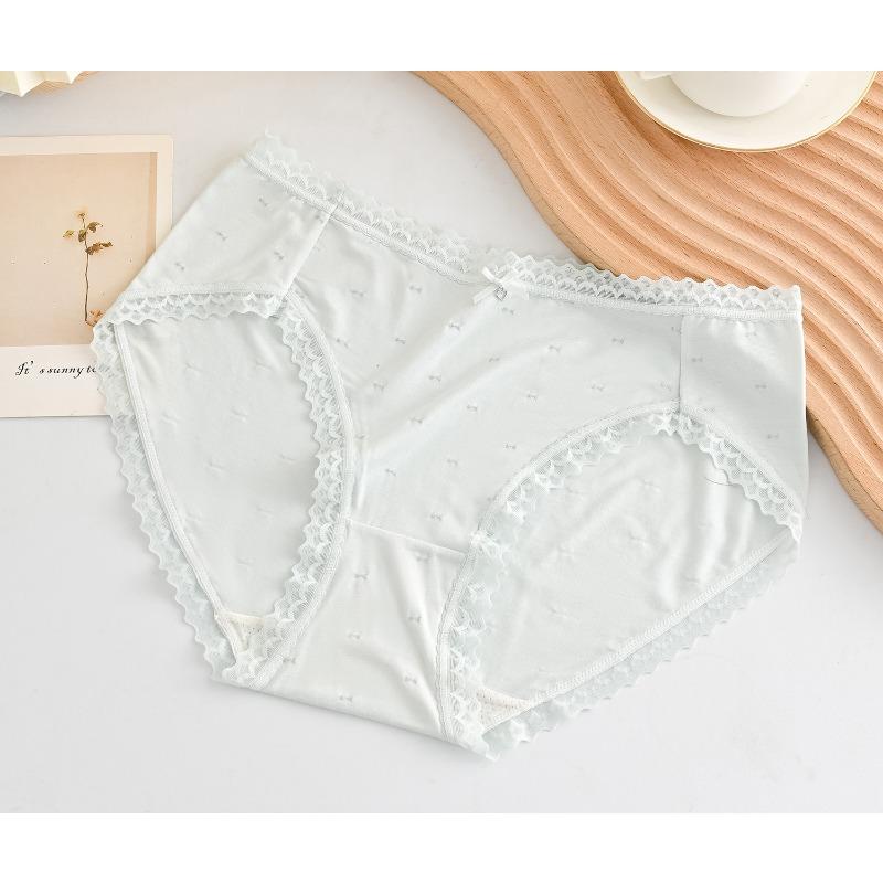 Beautiful and Cute Underwear Bow Comfortable Underwear Mid Waist Women's Cotton Underwear Elastic Breathable Underwear