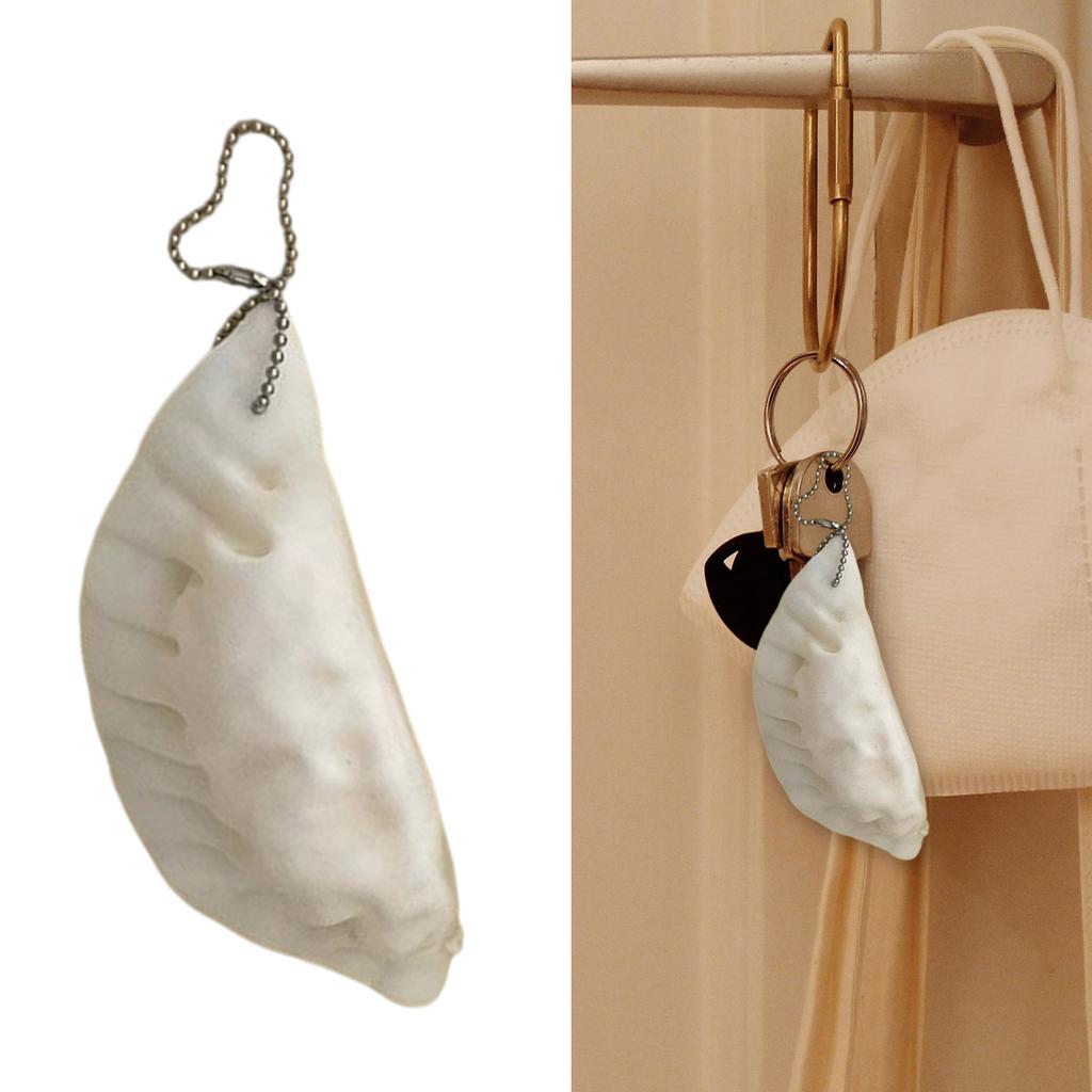 Realistic Dumpling Mini Squeeze Toy Stress Relief Keychain Pendant Portable Bag Pendant Charm Accessory Keyring Gift