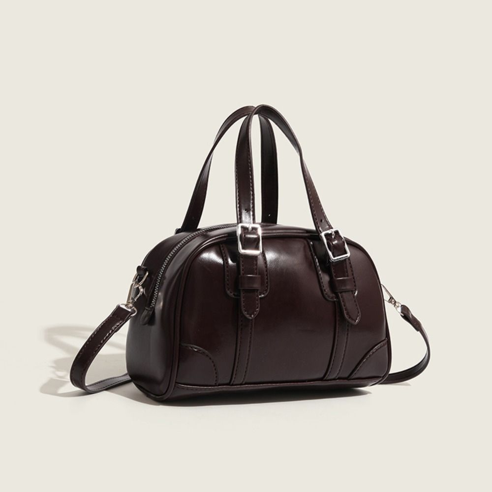 

Однотонная ПУ сумка для боулинга, сумка через плечо, сумка-бостон, портативная ретро-сумка, дорожная