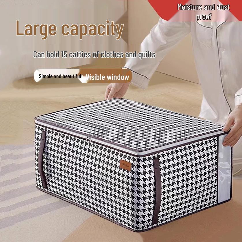 Large Transparent Foldable Fabric Wardrobe Organizer Box - Extra Capacity Quilt and Clothes Storage Basket