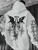 Angelement Graffiti Impression Épine Street Hip Hoodie Unisexe Coupe Régulière Couleur Unie Impression Pull Décontracté à Manches Longues