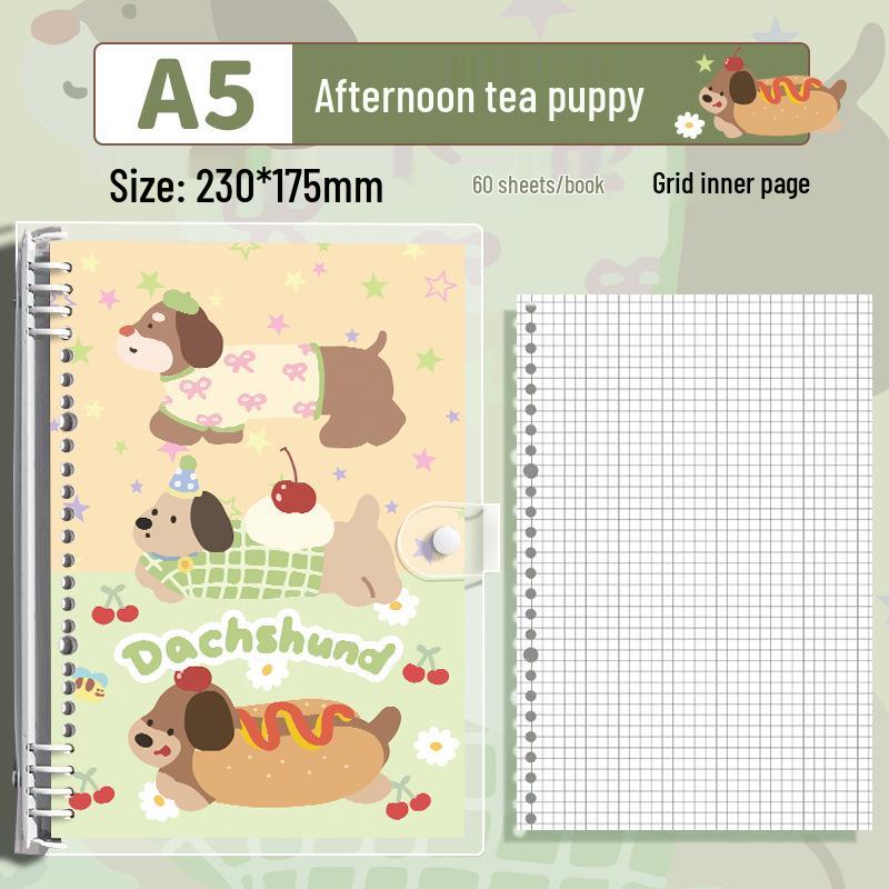 Small Animal Transparent PVC Loose-Leaf Notebook with Student-Friendly Soft B5 Cover and Iron Clip