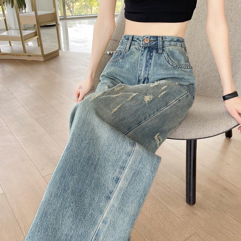 Women s Retro Wide-Leg High-Waisted Washed Jeans - Autumn 2025 Design 3XL