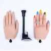 2pcs Nail Art Practice Hand Bendable Joints Silicone Nail Training Hand with Suction Cup Stand Nail Tips
