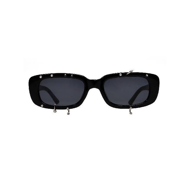 Square Small Frame Sunglasses With Punk Rivets, Jelly-Colored Shades, Fashionable Street Style