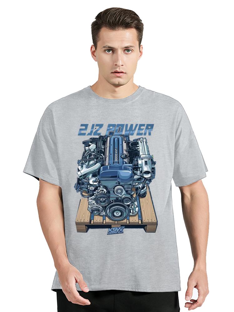 Japan Car 2JZ Engine Turbo Tuning JDM TShirt Summer Fashion Casual Cotton Graphic TShirt UnisexTops Tees Mens Clothing