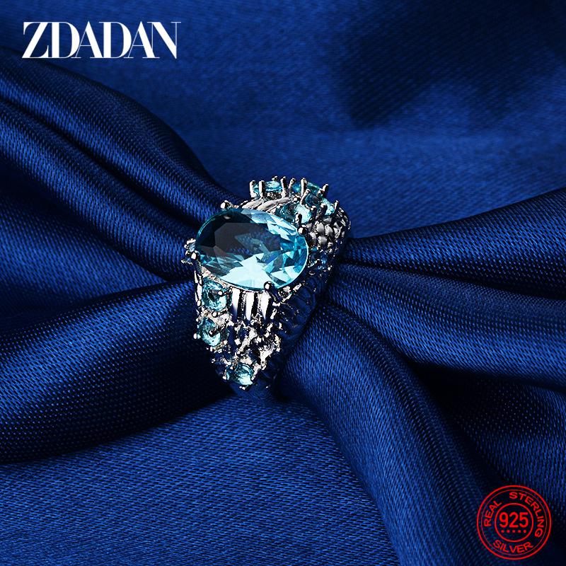

925 Silver Aquamarine Ring for Women Fashion Wedding Jewelry 10