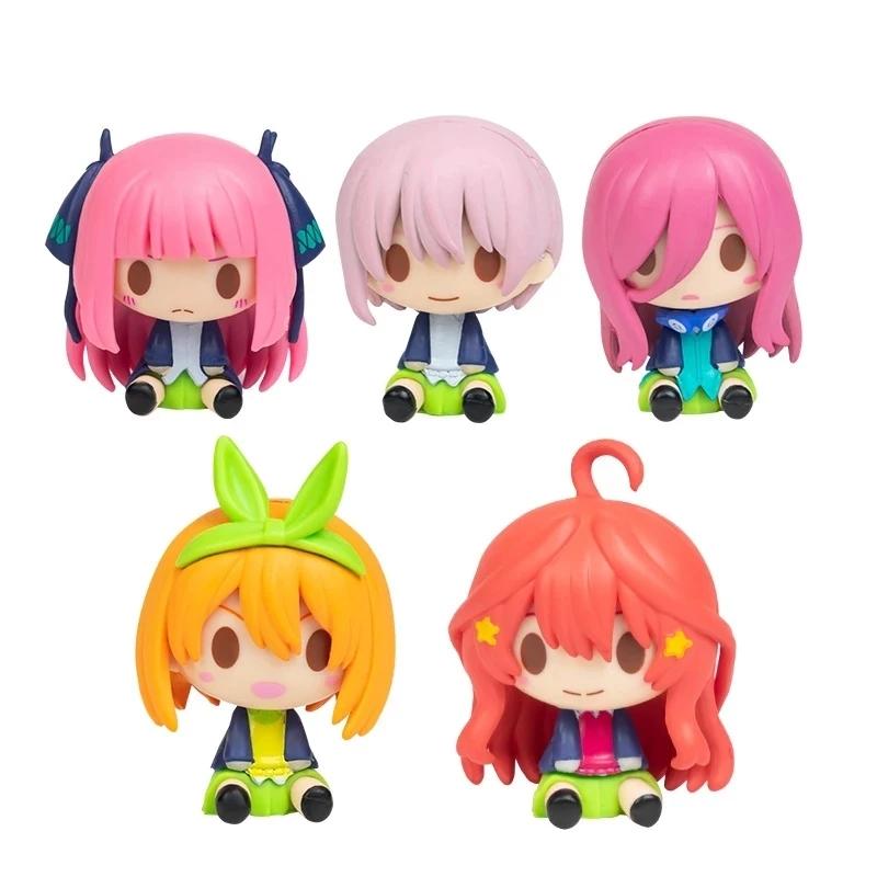 5pcs/Set Q Version Japanese Anime The Quintessential Quintuplets Action Figure PVC Fabric Model Dolls Toy Collect Ornaments