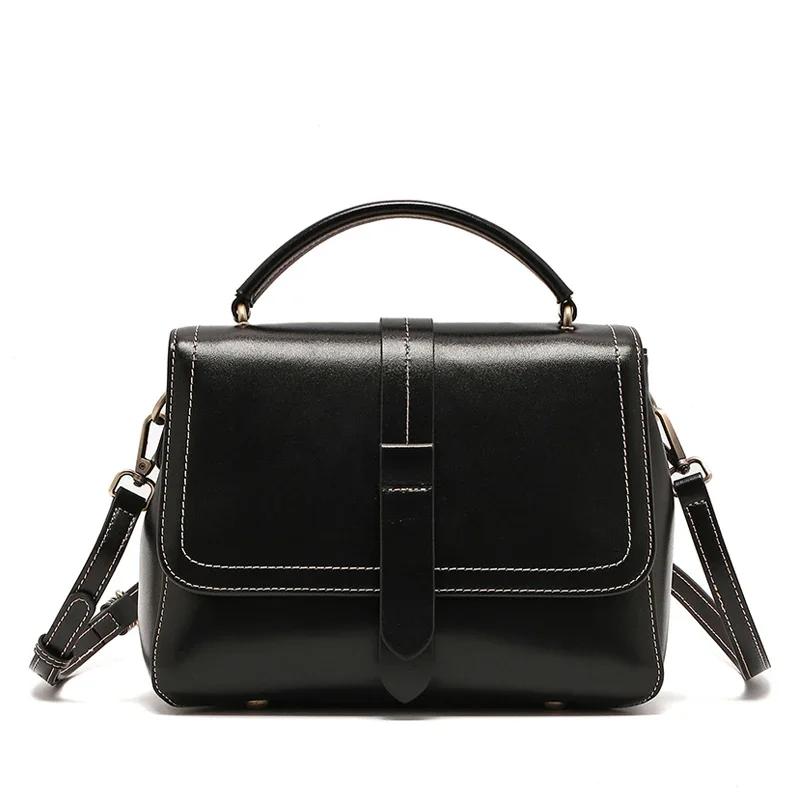 Women Natural Cow Leather Shoulder Bag Ladies Retro Commuting Durable Cowhide Bags Female Luxury Designer Handbags for Lady New