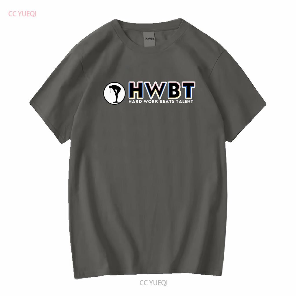 T SHIRT HWBT HARD WORK BEAT TALENT MOTIVATIONAL BLACK XL vintage Washed Casual designer clothes graphic Breathable Stylish