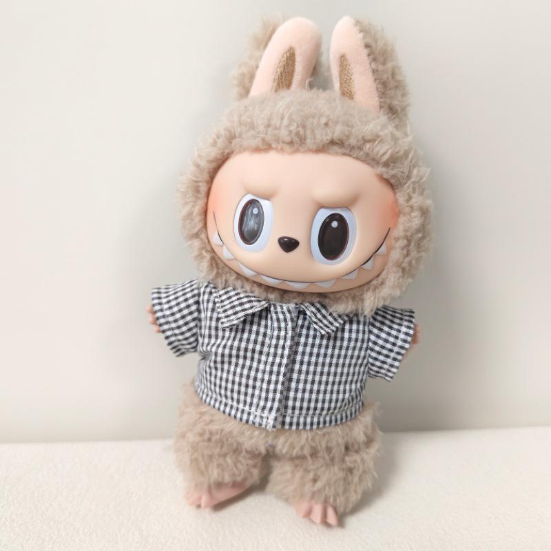 Labubu Pendant Clothing Set for First & Second Generation: Includes Striped Shirt, Pants, & Bag Replacement for Labubu Doll