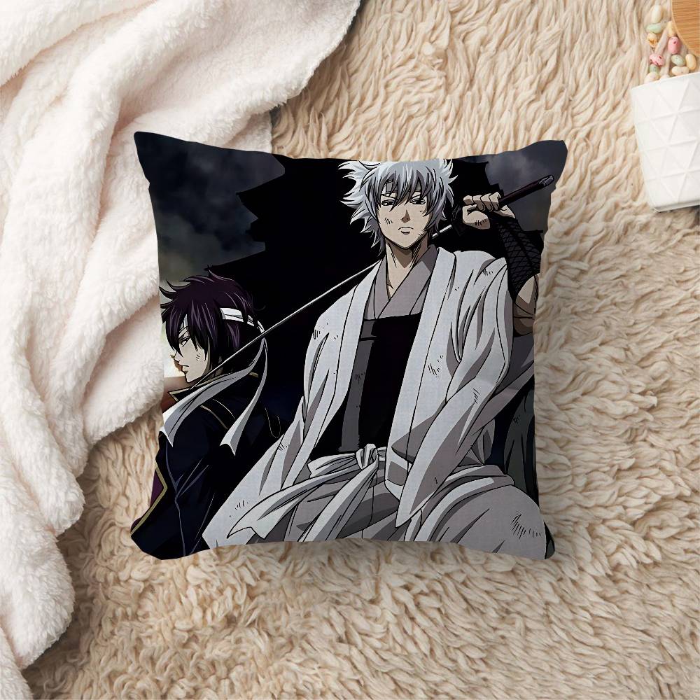 Lustige japanische Gintama Personalisierte Bild-Text Heimdekorationskissen Haushaltsgeschenke 45x45cm