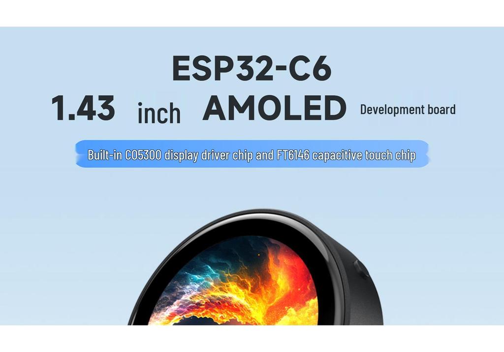ESP32-C6 1.43" AMOLED Touch Round Screen Dev Board with XiaoZhi AI Support