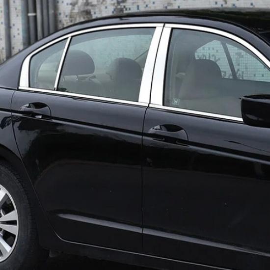 FOR 2008 -2012 Honda Accord 8th Chrome Pillar Posts Cover Door Trim Window Decal