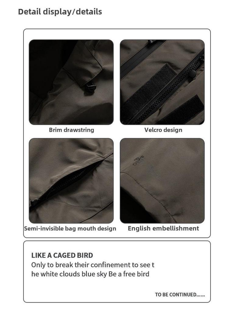 Herren Schwarze Kapuzen-Winddichte Wasserdichte Outdoor-Arbeitsjacke für Herbst/Winter