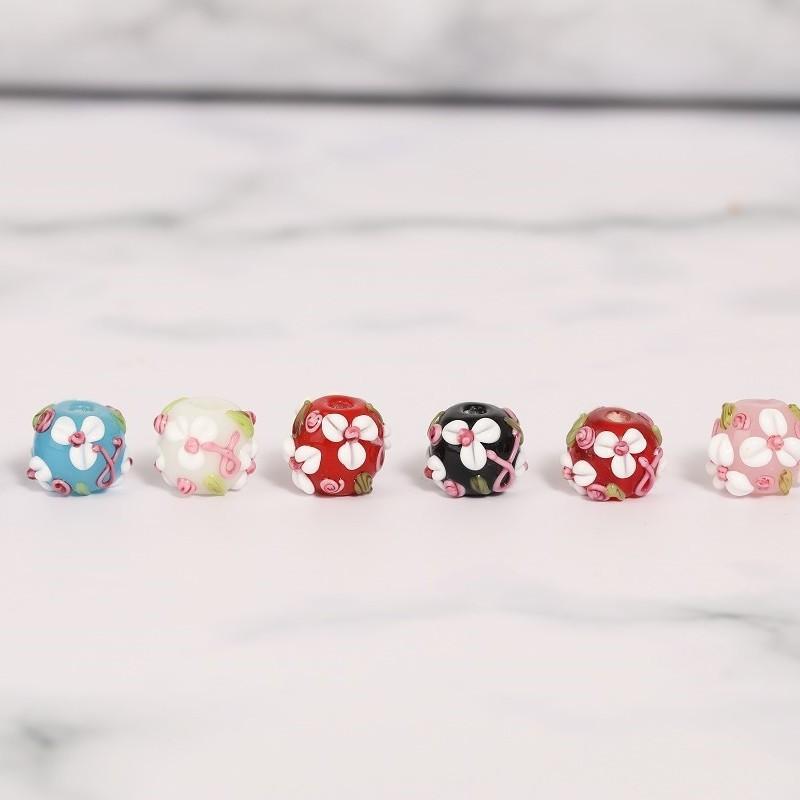 10PC 12mm Japanese Cherry Blossom Beads with Three Petals, Flower Outside, Glass Beads, Scattered Beads, DIY Handmade Bead Beads