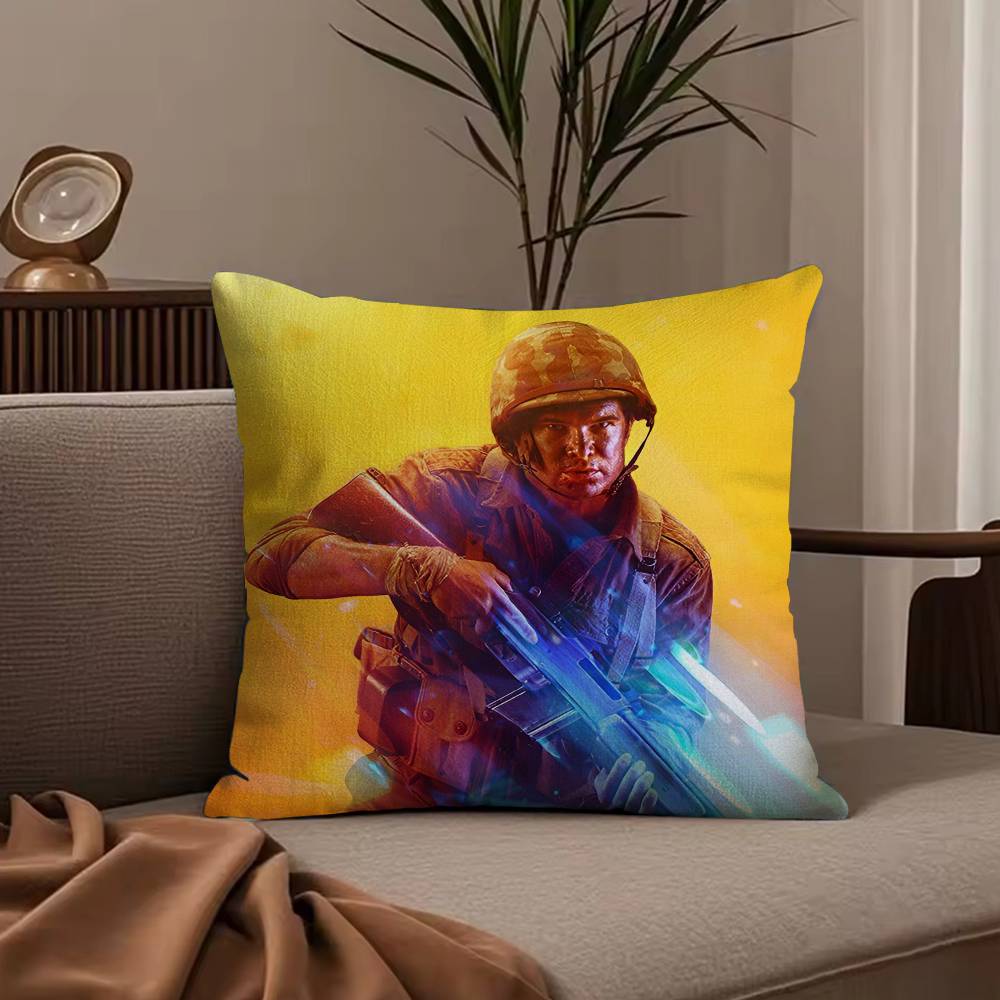 Hot Cool Games B-Battlefield Pillow Case Anti-dustmite Pillowcase Invisible Zipper Silky Short Plush Sofa Cushion Cover