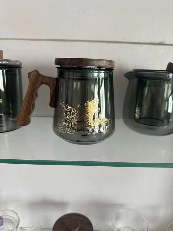 Walnut Wood Handle Glass Tea Brewer Set