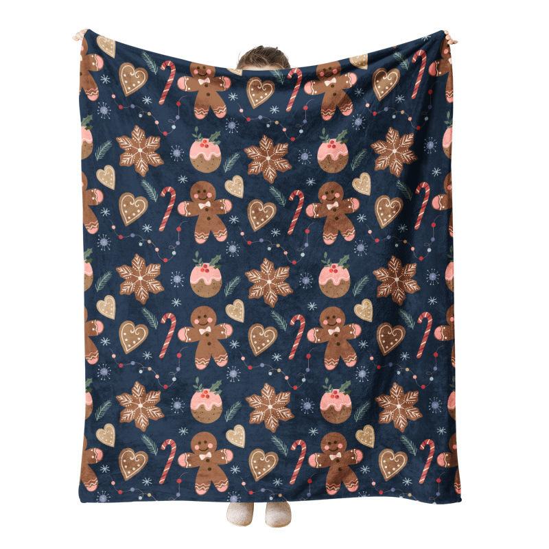 Christmas Checkered Pattern digital-printed polyester Bedroom velvet flannel soft sofa cover blanket Fleece soft sofa cover