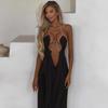 2025 Sommer Europäisches & Amerikanisches Netz Durchsichtiges Neckholder-Kleid: Sexy tief ausgeschnittener Urlaubsstil für Damen