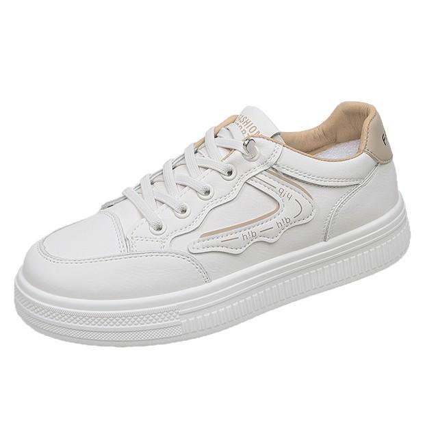 2025 New Women's Summer Leather Hollow Breathable Little White Shoes Thin with Skirt Thick-soled Sports and Leisure Board Shoes