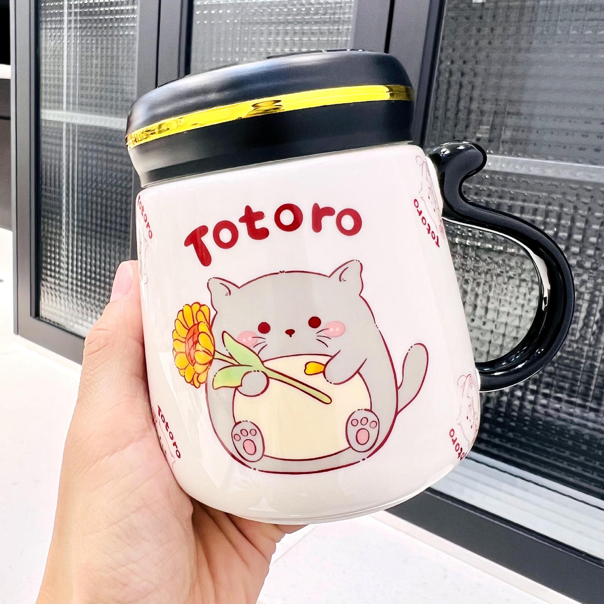 

Мультяшная кружка, керамическая бытовая чашка для питьевой воды, симпатичная студенческая зеркальная кружка, пара утят, кружка большой емкости 400ML