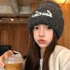 American Versatile Letter Embroidery Pile Hat Autumn and Winter Casual Big Head Circumference Warm Baotou Hat Outdoor Casual Wool Hat