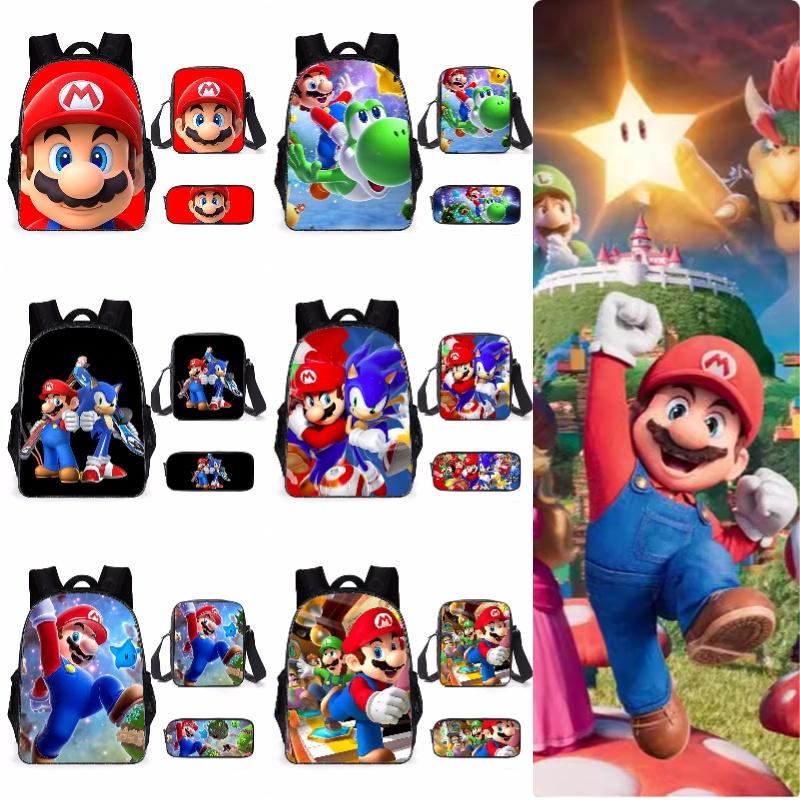 Super Mario Cartoon School Bag Student Backpack Waterproof And Expandable Fashionable And Trendy Style Nylon Material
