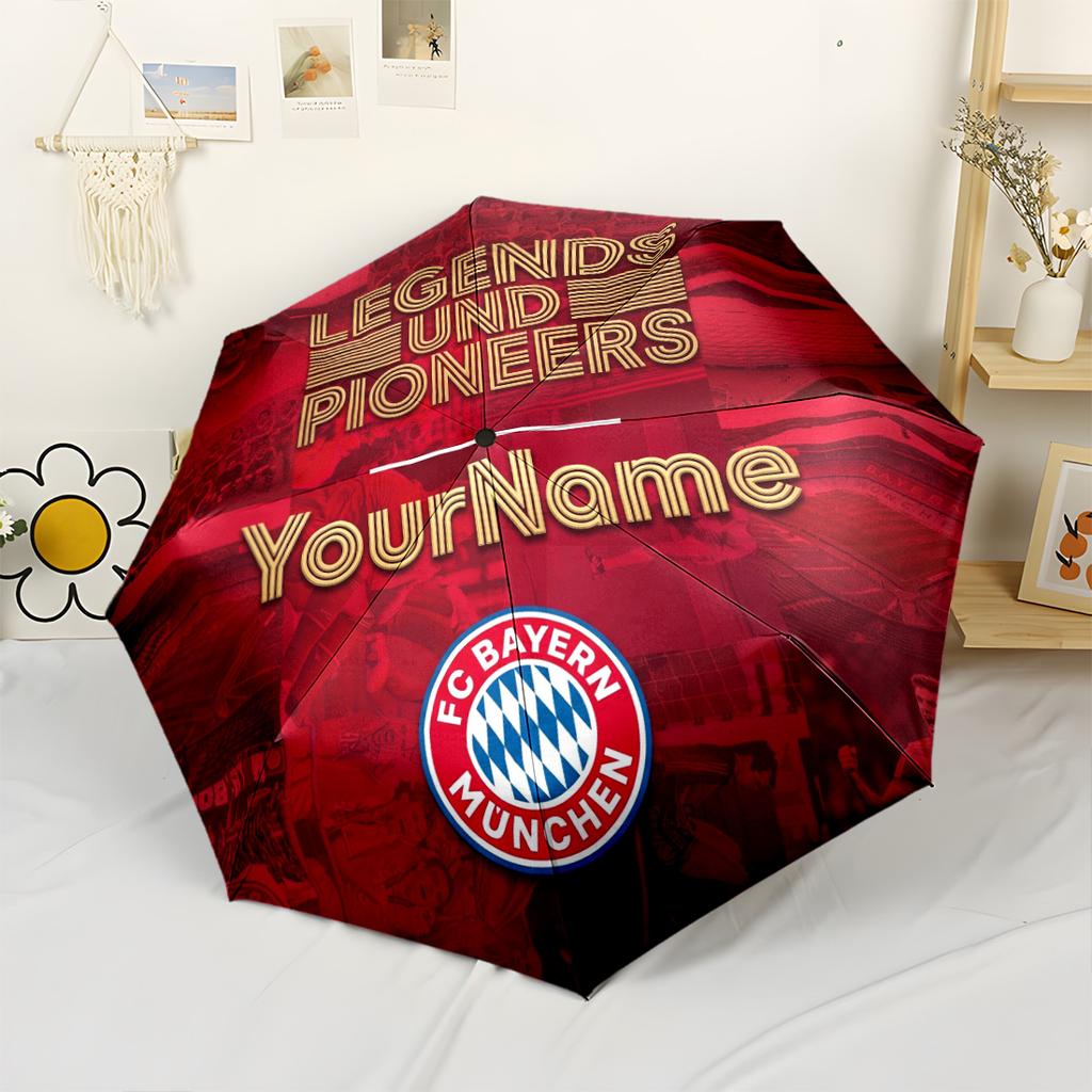 Fc Bayern München Customized Name Umbrella Portable Automatic Umbrella Compact 8-Rib Lightweight Foldable Design Travel Essential Outdoor Accessory