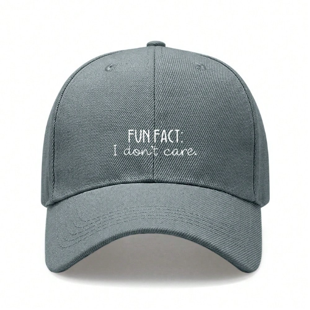 [Casual Baseball Cap] Beige "FUN FACT: I Don't Care." Print Baseball Hat, Adjustable Breathable Lightweight Curved Brim, Daily Wear Sun Dad Hat