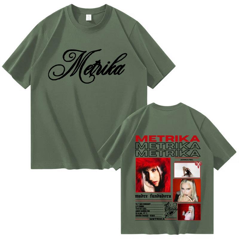 Rapper Metrika Album 2025 Double Sided Print Cozy T Shirt Mens Women Fashion Short Sleeve Tshirts Casual Oversized Y2K Tshirt