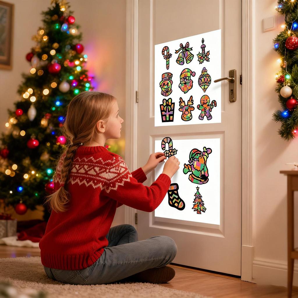 Christmas Paper Cutouts 12 Pieces Snowflake Santa Claus Reindeer Bell Craft Kits Christmas Paper Decor For Wall Window School