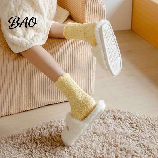 Cozy Pajama Socks Thickened Plush for Women, Thermal Sleep Socks, Coral Fleece Warm Cold Weather Soft House Floor Winter Autumn Gift Her
