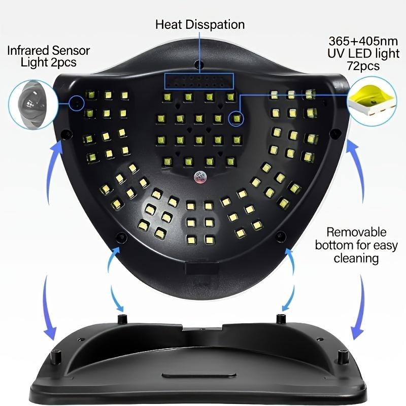 320W UV LED Nail Lamp Faster Gel Polish Drying Light for Hands & Feet With Portable Handle 4 Timers & Auto Sensor for Home Use