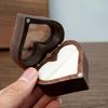 Heart-shaped Solid Wood Ring Box Velvet Soft Inner Bag Jewelry Storage Bag