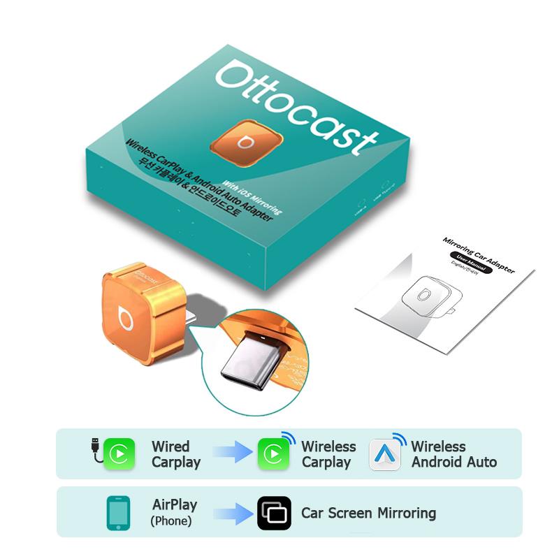 OTTOCAST MINI AIR Cube 4.0 Wireless CarPlay Android Auto 3 In 1 Adapter Screen Mirroring Car Accessories for Youtube Tiktok Hsgql22 Lmjp0
