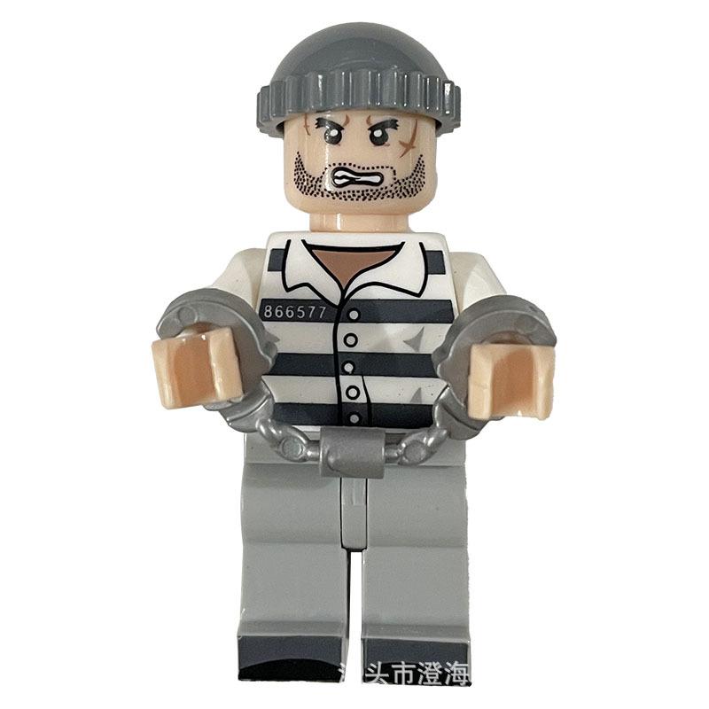 Bausteinpuppe Polizei fängt Dieb Verkehr China Plastikbausteinspielzeug Junge