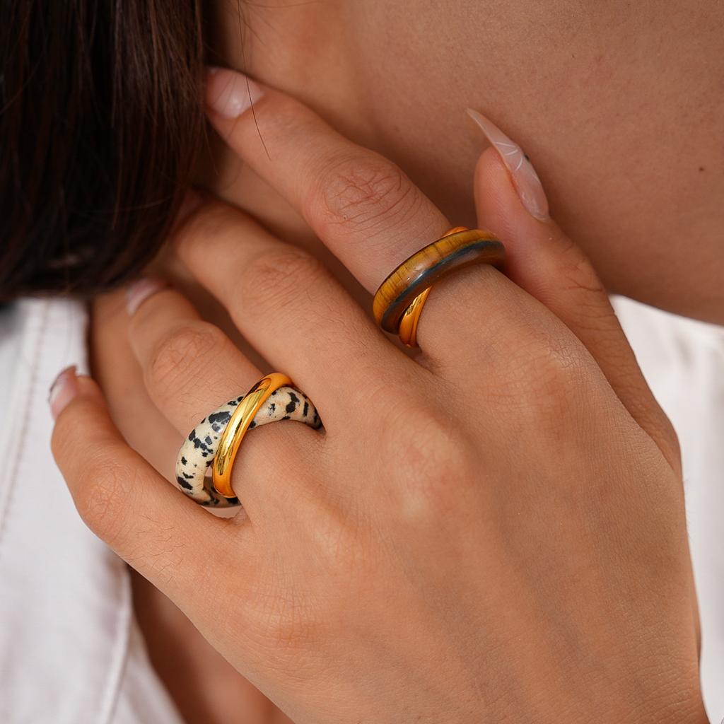 Stone Winding Cross Double Ring Open Ring Simple Jewelry