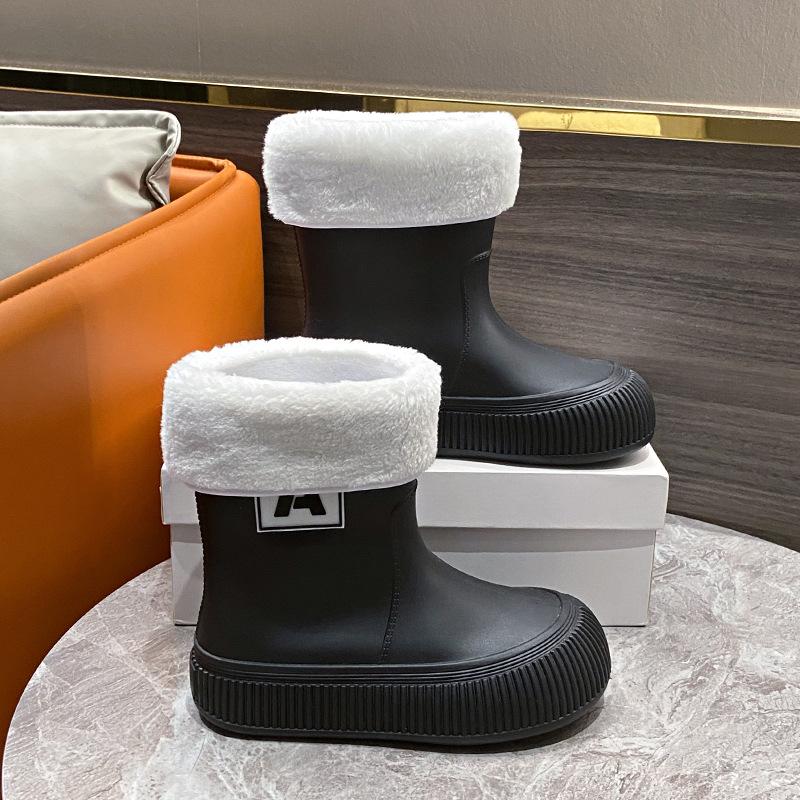Fashion Winter Mid-tube Beam Mouth Fashion New Women's Rain Boots Fashion Thick Sole Anti Slip Ladies Rain Shoes Outdoor Non-Slip Shoes