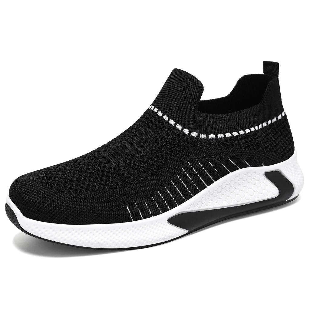 Men's Tennis Sports Casual Shoes Knit Mesh Large Size Slip-On Sock Shoes Breathable Shoes Comfortable All-Season Jogging Sneaker