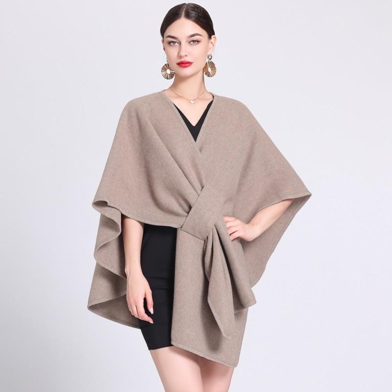 Womens Oversized Knit Shawl Cape Cardigan Warm Loose Outerwear Winter Street Style