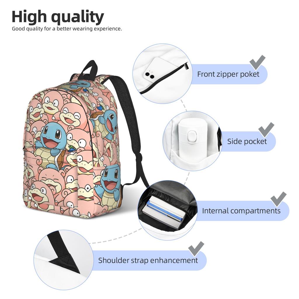 Fashion Cartoon Pokemon Theme Backpack  Mochilas Solid For Work Sturdy Shoulder Rucksack