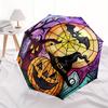 Halloween Moonlight Scene Stained Window Decal for Kids Room DecorUmbrella, Portable 3-Fold Compact Umbrella,Christmas Gift ES602