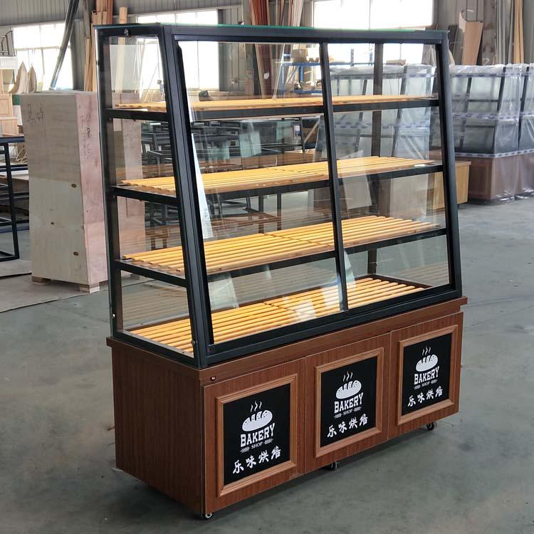 In-Stock Bakery Display Cabinet: Solid Wood & Wrought Iron Island with Drawers for Bread, Pastries, and Fried Goods