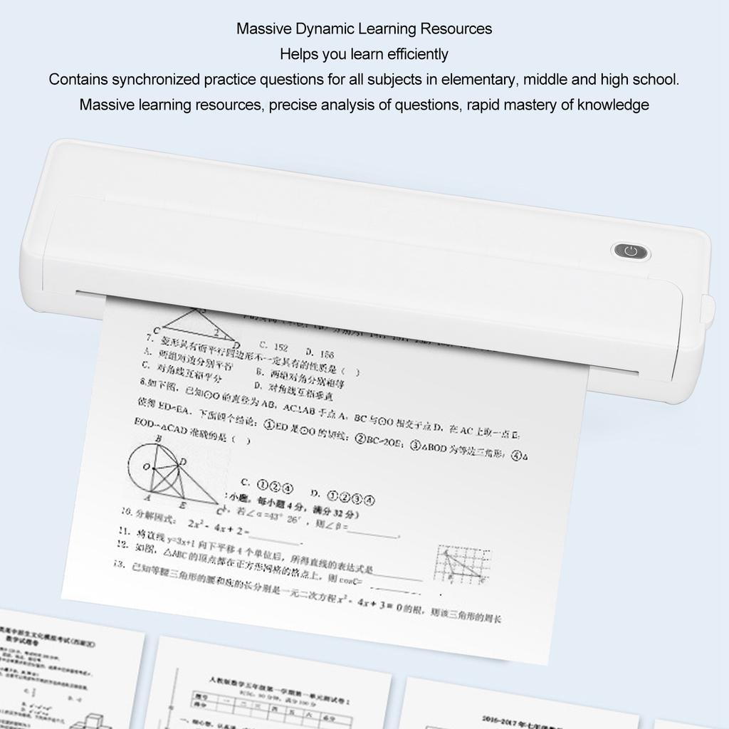 Portable Wireless Printer Bluetooth A4 Thermal Inkless Printer with App for Photo Label Receipt Study Notes Home School Office