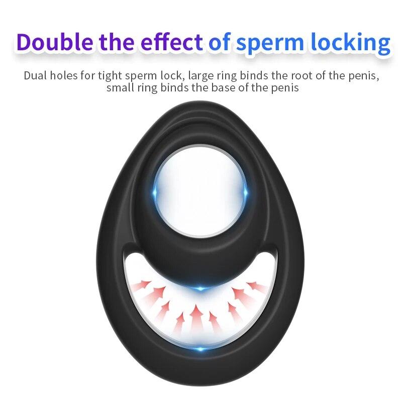 New Two-hole Semen Lock Ring Delay Penis Ring Dick Enlargement Long Lasting Silicone Cock Ring Sex Toys For Couples Flirt Adults