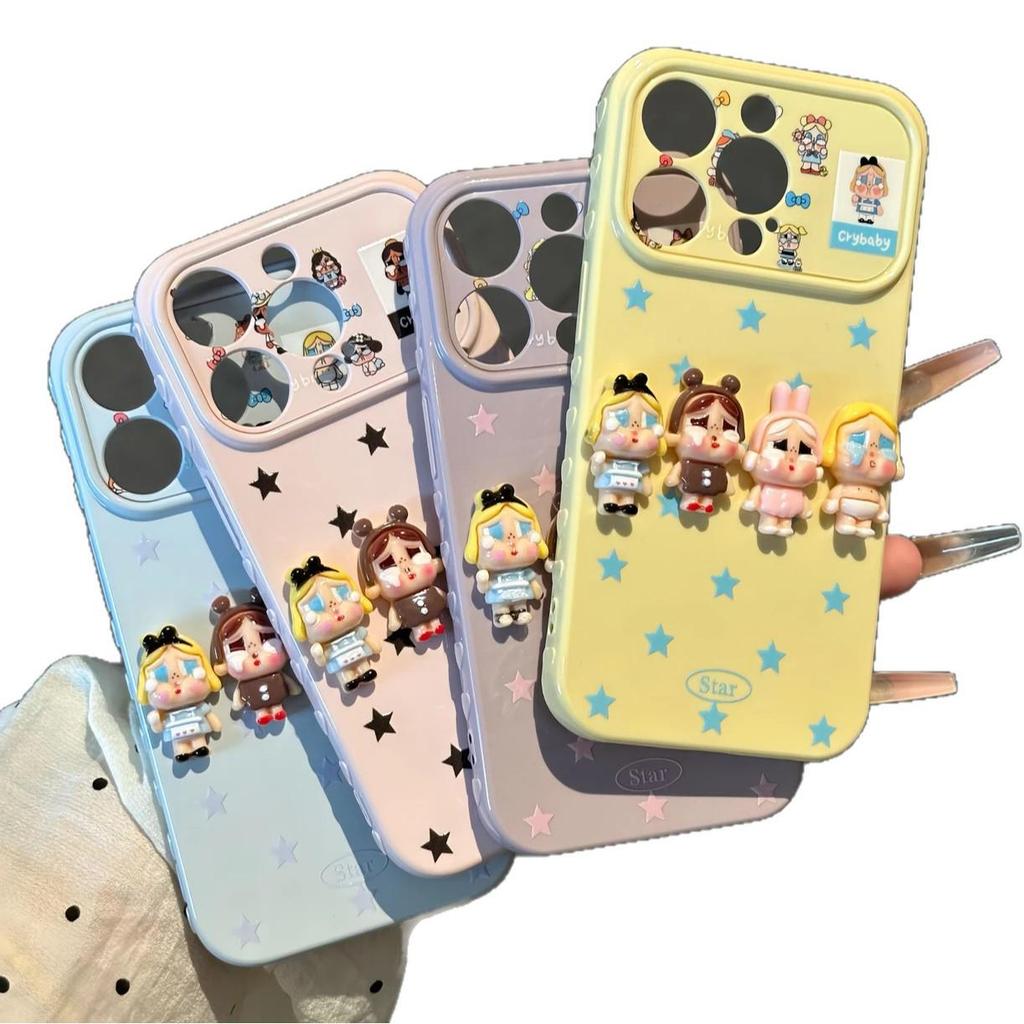 Cute 3D Crying Doll Heart Window Case for iPhone 17/16/15 Pro Max